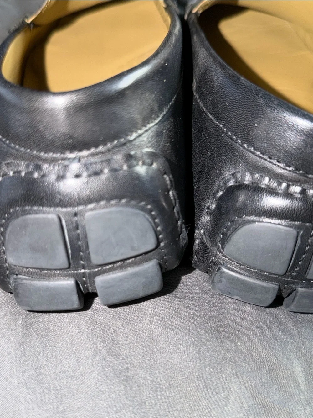 Vince Camuto Black Leather Penny Loafers with Tan Insole